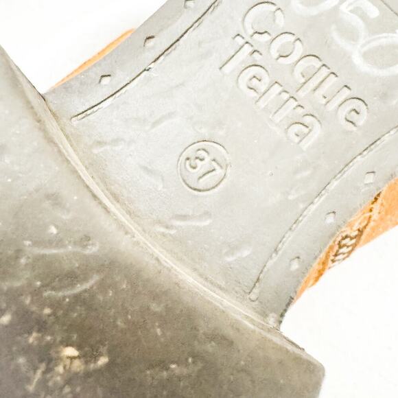 Coque Terra Brown Suede Leather Ankle Boot Round Toe Size 37 - Picture 4 of 5